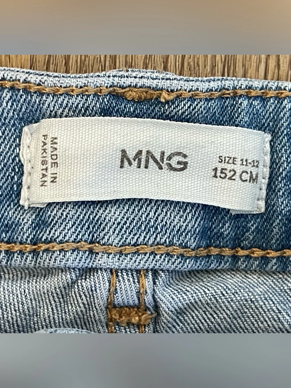 Mango Light Blue Denim Girls' Frayed Hem Shorts